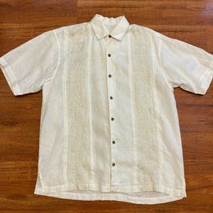 Tommy Bahama Men's Size L 100% Linen Short Sleeve Button Shirt White Read